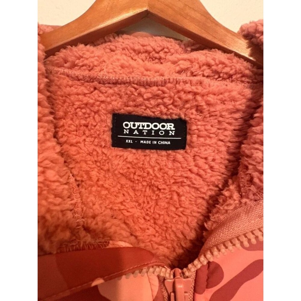Outdoor Nation Pink Camo Sherpa Fleece Anorak Pullover Jacket Size XXL - Picture 2 of 5
